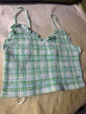 Cotton On Green & White Plaid Smocked Cami